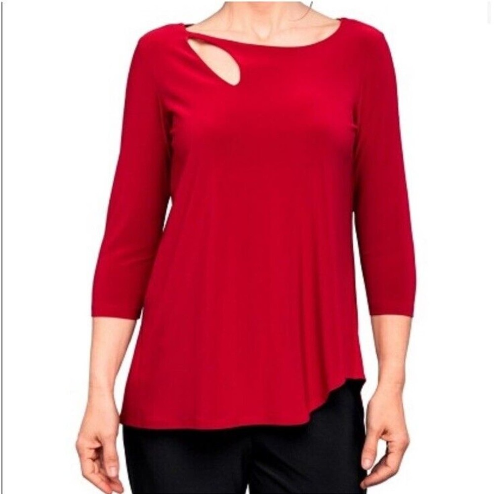 Sympli Red Keyhole Asymmetric Tunic
